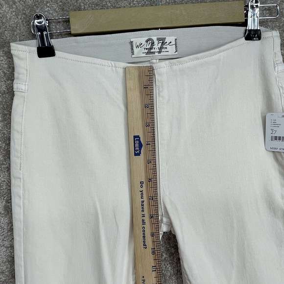 Free People NWT Cream Penny Pull On Wide Leg Jeans Womens 27 Mid Rise Stretch - Picture 9 of 11
